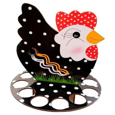 Imagem de Galinha Porta Ovos Cesta 12 Divisórias Madeira Black Decor - Retrofenn