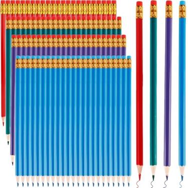 Imagem de 96 lápis de cor com borracha, lápis pré-afiados, canetas de verificação de madeira apagáveis nº 2, canetas corretoras HB para material de escritório escolar, mapas de avaliação, teste de edição