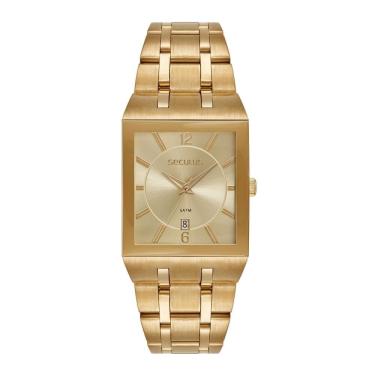 Imagem de Relógio Seculus Masculino Ref: 77314gpsvda2 Retangular Dourado