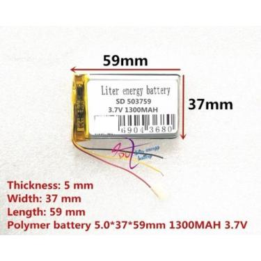 Imagem de Bateria 3,7v   5mm X 37mm X 59mm  Com 1200 Mah  E C/3 Fios - - bgb