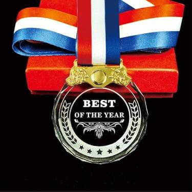 Imagem de Crystown Medalhas de Cristal 1º 2º 3º Prêmio Vencedor MVP Troféu de Vidro Ouro Prata Bronze Prêmios com Fita, Estilo Olímpico, para Eventos de Competições Esportivas, Festas de Festa, Presentes de