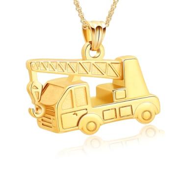 Imagem de AIWENXI Colares de urna de guindaste para cinzas, joias de cremação, urnas memoriais, colares com pingente, joia de aço inoxidável, veículo de engenharia, lembranças, medalhão, Aço inoxidável, Sem