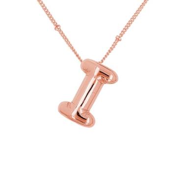Imagem de Colar de letras de bolhas para mulheres, pingente de alfabeto com inicial de balão banhado a ouro 18 k joia delicada para meninas adolescentes, Cobre, Sem Pedra Preciosa