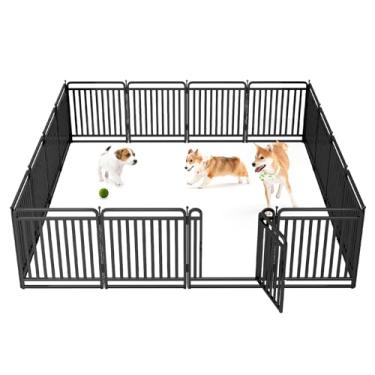 Imagem de XDPET Nova versão engrossada cercadinho para cães, cercas para cães de 81 cm para quintal, cercadinho portátil para cães grandes/médios/pequenos, cercado de metal dobrável, com portas (16 painéis)