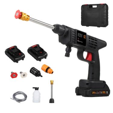 Imagem de CIADAZ Lavadora de pressão sem fio, limpador de pressão portátil de 150 PSI portátil com bateria e carregador Caixa de ferramentas de bateria recarregável 24V 6000mAh Lavadora de pressão elétrica para