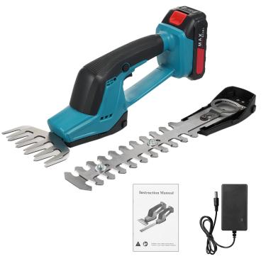 Imagem de CIADAZ Aparador de sebes sem fio de lítio Aparador de sebes portátil de dupla finalidade Aparador de arbustos com bateria de 21V Aparador de sebes elétrico para poda com bateria de 2,0Ah e carregador