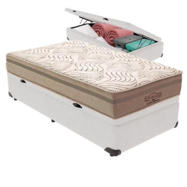 Imagem de Cama Box Baú Colchão Los Angeles Molas V-tech 78x188x28, Branco