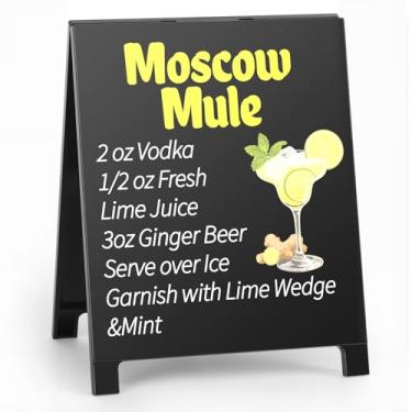 Imagem de Placa engraçada para decoração de mesa de bar - design de receita de bebida "Moscow Mule". Decoração de mesa com tema de álcool humorístico para locais de bebida, cafés, cozinhas, acessórios