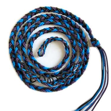 Imagem de Parallel Halo Balearic Paracord Shepherd Sling (estilingue antigo) feito à mão com 6 fios trançados, lançador de bola de tênis (preto e roxo)