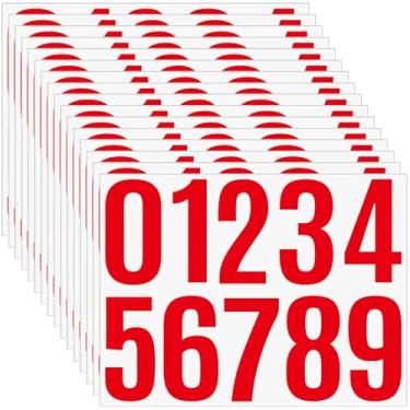 Imagem de 16 folhas/160 peças, adesivos com número de caixa de correio, vinil à prova d'água de 10 cm, adesivos grandes, números autoadesivos de casa, para placas de carro, residência, lixeira, caixa de correio