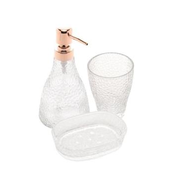 Imagem de Kit para Banheiro de Vidro Lyor Elegant Rosê - 3 Peças