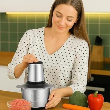 Imagem de Processador e Triturador de Alimentos Elétrico Profissional 3L Aço Inox 220V – Para Carnes, Legumes, Verduras, Temperos e Gelo – Cozinha Rápida e Potente