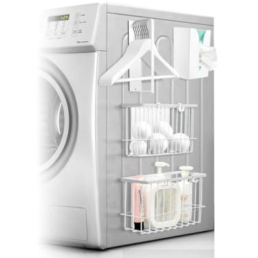 Imagem de Vicenpal 4 conjuntos magnéticos de armazenamento de lavanderia, incluindo 2 suportes de bola de secagem, 1 organizador de cabide magnético e 1 caixa de lenços para organização e armazenamento de