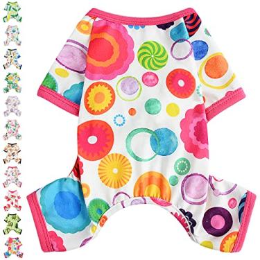 Imagem de Pijamas para cães pequenos, meninas, meninos, roupas de verão para cachorros, camisa, macacão macio para cachorrinho para Yorkie Chihuahua, xícara de chá, estampa fofa, roupas para gatos e animais de