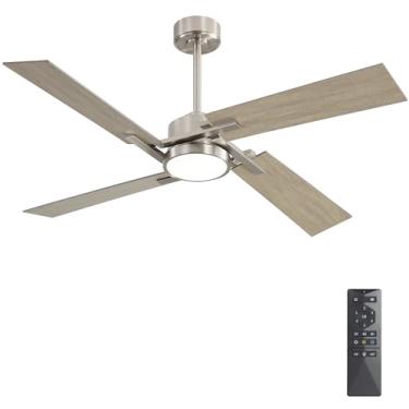 Imagem de WINGBO Ventilador De Teto De 56 Polegadas Com Luz E Controle Remoto, 4 Lâminas De Compensado, Motor Dc Reversível De 6 Velocidades, Regulável, 3Cct, Ventilador De Teto Estilo Fazenda Para Quarto, Sa