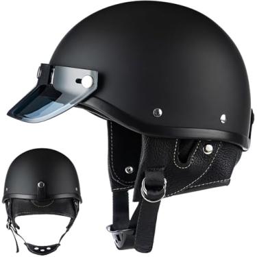 Imagem de Capacete De Rosto Aberto Para Moto Retro Capacete De Meia Motocicleta Para Homens E Mulheres Certificado Ece Unissex Para Scooter De Bicicleta, E, M=55-56CM