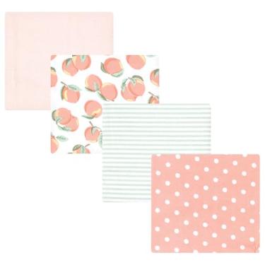 Imagem de Luvable Friends Hudson Baby, flanela, cobertores, 4 unidades, Pêssego, 28x28 inches