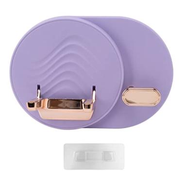 Imagem de Space de parede de prateleira para secador de cabelo Puncoração de cabo de armazenamento de cabo grátis para armazenamento de sopro para o banheiro ABS 7.8oz (Roxo)