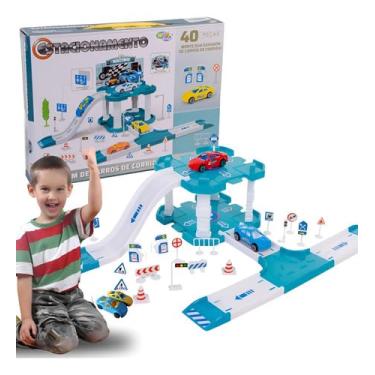 Imagem de Pista de Carros de Corrida com Estacionamento, 40 Peças, Garagem de Brinquedo com Rampas e Acessórios WELLMIX