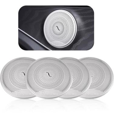 Imagem de BXQATMB Capa de alto-falante estéreo para porta de carro para Mercedes Benz New Class C W205 2015-2021 Acessórios de carro Adesivo de acabamento de capa de alto-falante (conjunto de 4 peças de buzina