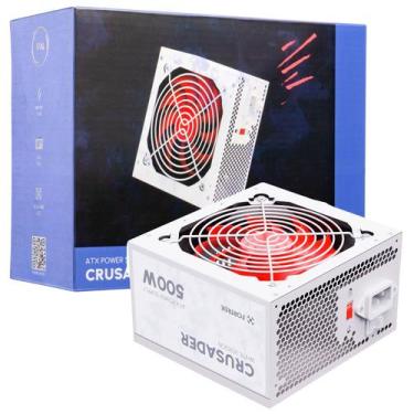 Imagem de Fonte Gamer Fortrek Crusader White Edition, 500W Real, Bivolt, Cooler 