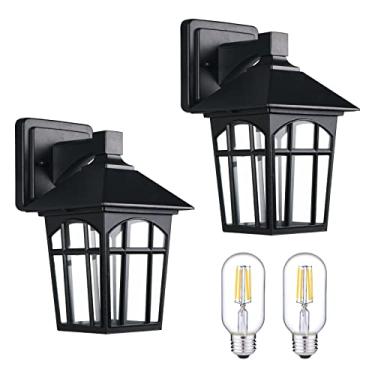 Imagem de Luminárias de alumínio para montagem na parede externa, lanternas externas à prova d'água, arandela de parede de pátio de varanda, vidro transparente de caixa preta, para garagem de entrada de pátio