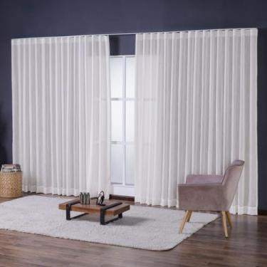 Imagem de Cortina Voil Flamê Gaze De Linho 8,00m X 2,80m Trilho Suiço Para Sanca (Off White)
