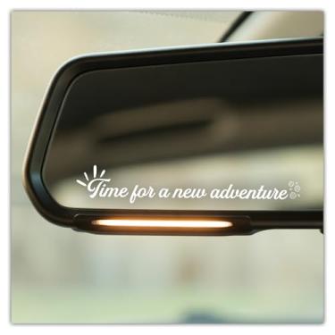 Imagem de (3 peças) Adesivo de espelho Time for a New Adventure Inspirational Travel Vinyl Decal para carro, retrovisor, janela, laptop, motocicleta, citação motivacional, decoração à prova d'água, 10 cm