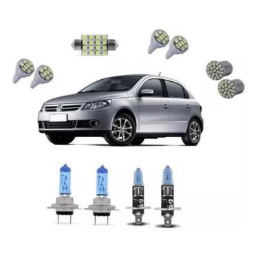 Imagem de Kit Lampada Super Branca Farol Duplo + Led Gol Voyage G5 - Techone