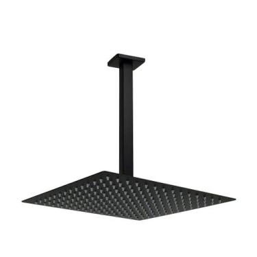 Imagem de Ducha Quadrada Inox 304 30x30 cm Preto c/ Cano de Teto 24 cm - AMG Met