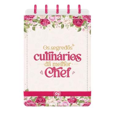 Imagem de Caderno De Disco Receitas Segredos Culinários Floral Rosa