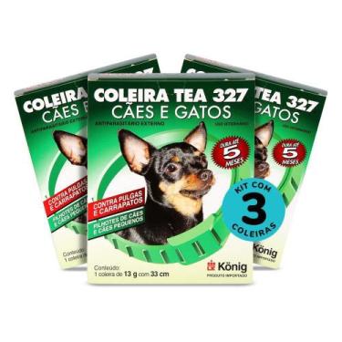 Imagem de Kit Coleira Contra Pulgas E Carrapatos TEA 327 Cães Pequenos König 13g