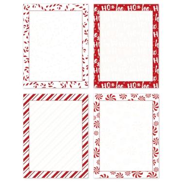 Imagem de JarThenaAMCS Papel timbrado com 60 folhas de papel timbrado de Natal com estampa dupla face de bengala doce vermelha para anotações, cartões comemorativos, convite para escritório, 21 x 28 cm