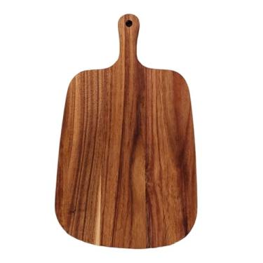 Imagem de Generic Tábua de corte de madeira de acácia, tábua de queijos para cozinha, decorativa com alça para pizza, vegetais, charcutaria, bife, 26.5 Cm X 16 Cm