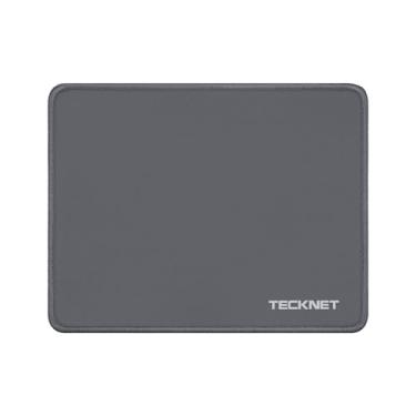 Imagem de TECKNET Mouse pad com costura anti-desgaste, superfície à prova d'água e base de borracha antiderrapante com bordas costuradas tapete de mouse para jogos, compatível com mouse óptico e laser - cinza