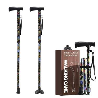 Imagem de YOKABOZE Bengala Feminina Para Estabilidade, Equilíbrio Idosos, Altura Ajustável, Antiderrapante, Leve, Dobrável Em Alumínio