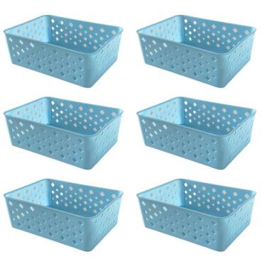 Imagem de Kit 6 Cestos Multiuso Organizador Empilhável Gaveta 19x14x6 - Trioplas