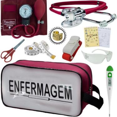 Imagem de Kit Academico Enfermagem Premium Preto Completo - Love Saude, VINHO TR