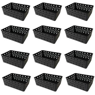 Imagem de Kit 12 Cestos Multiuso Organizador Empilhável Gaveta 19x14x6 - Triopla