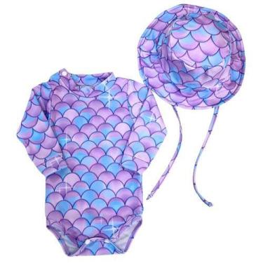 Imagem de Kit Body + Chapéu Bebê Proteção Solar Praia Piscina Verão - Fofotinhos