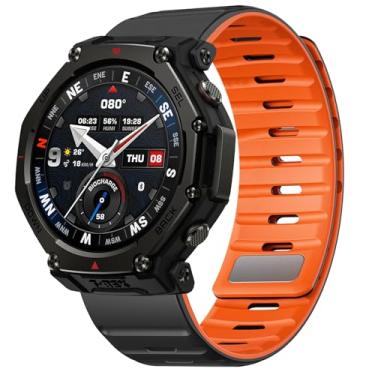 Imagem de Pulseira de substituição compatível com Amazfit T-Rex 3 Pro de 48 mm, pulseira de silicone macio e respirável, à prova d'água, pulseira magnética durável de liberação rápida para T-Rex 3 Pro (48 mm