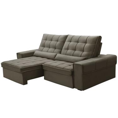 Imagem de Sofá Retrátil Reclinável Para Sala 3 Lugares 230cm Nebrasca F04 Veludo Marrom - Lyam Decor