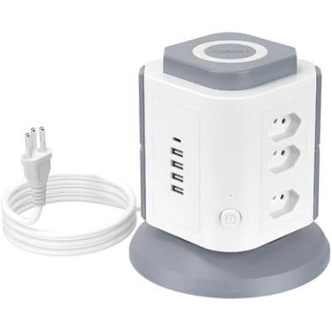 Imagem de Torre de Tomadas Branca 9+4+1 Energia E Organização Em Um Só Produto Mais Do Que Uma Régua Um HUB De Energia Completo Para Sua Casa Ou Escritório(Cor Branca)