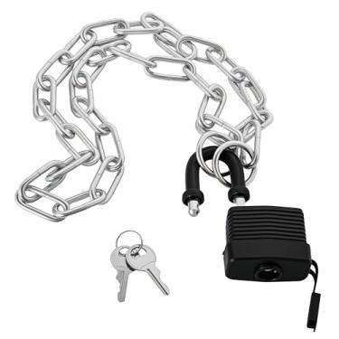Imagem de Cadeado de aço laminado resistente à prova d'água de 50 mm com proteção contra roubo de corrente de 1 metro para atividades ao ar livre, bicicletas, portas, cercas