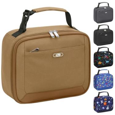 Imagem de Lancheira infantil com isolamento térmico para meninos e meninas, fofa, reutilizável, lancheira à prova d'água, portátil, térmica para crianças, para escola, piquenique, viagem, cáqui