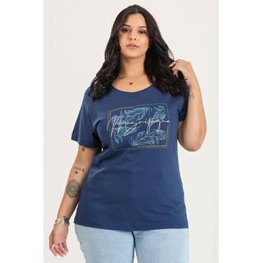 Imagem de T-shirt Feminina Plus Size em Malha Algodão c/ Estampa "MAGNIFIQUE" - 