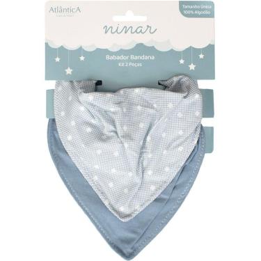 Imagem de Babador Para Bebê Malha 2 Pçs Baby 100% Algodão Lua Azul