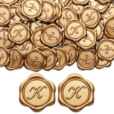 Imagem de Adesivos Wax Seal Yoption Initial Alphabet K, pacote com 100 unidades 