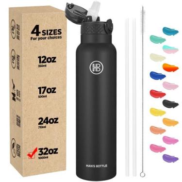 Imagem de Garrafa térmica hans de 32 onças, 1000 ml, à prova de vazamentos, isol