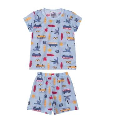 Imagem de Pijama Menino Bebe Estampado Manga Curta Baby Look Roupa De Dormir Cri